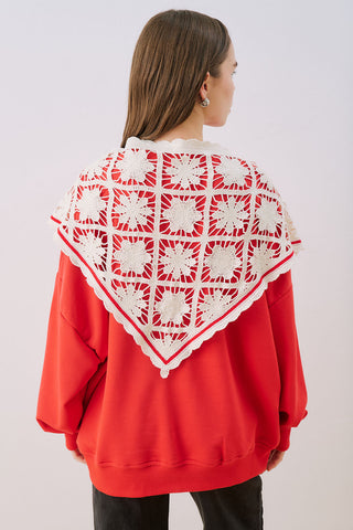 Lace Trim Shawl Ecru
