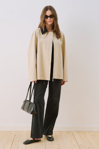 Time Contrast Collar Jacket Sand