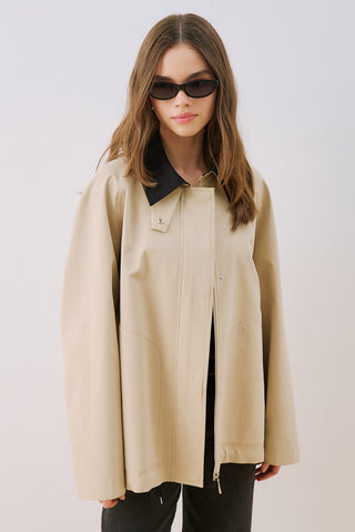 Time Contrast Collar Jacket Sand