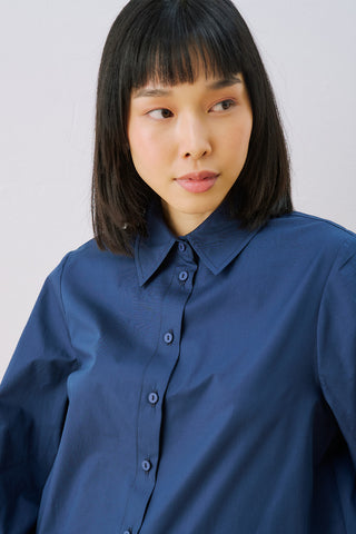 Poplin Shirt With Wide Cuffs Navy Blue