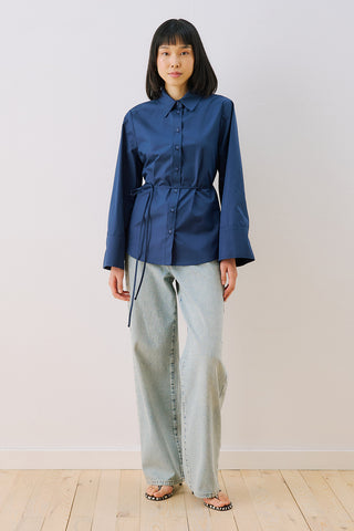 Poplin Shirt With Wide Cuffs Navy Blue