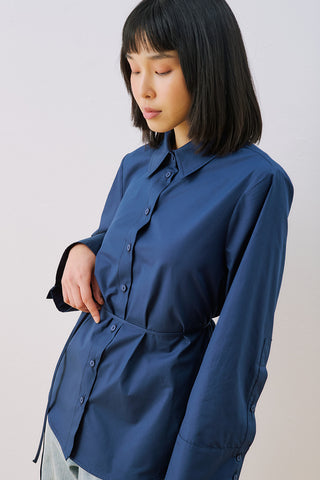 Poplin Shirt With Wide Cuffs Navy Blue