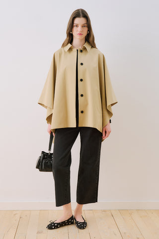 Wide Collar Cape Jacket Camel