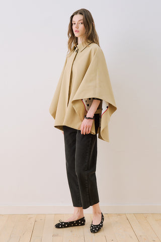 Wide Collar Cape Jacket Camel
