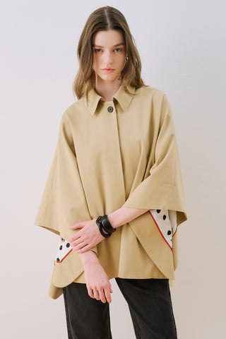Wide Collar Cape Jacket Camel