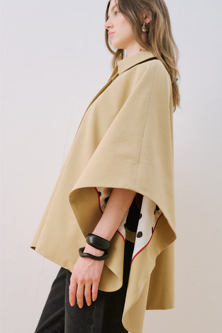 Wide Collar Cape Jacket Camel