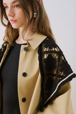 Lace Trim Shawl Black