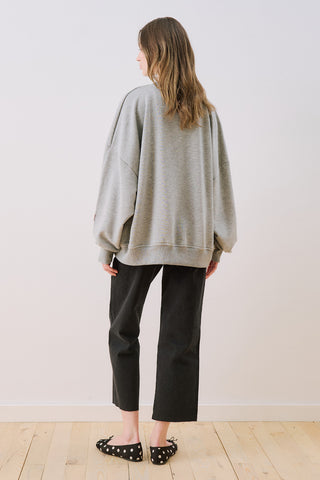 Oversized Sweatshirt With Label Detail Grey Melange