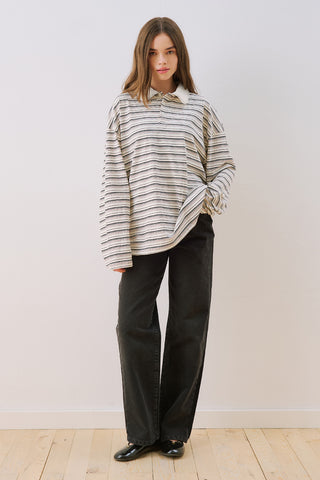 Sweatshirt With Striped Collar Detail Black