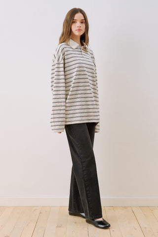 Sweatshirt With Striped Collar Detail Black