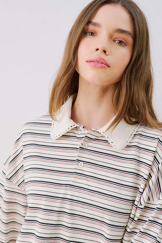 Sweatshirt With Striped Collar Detail Black