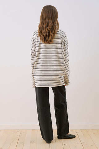 Sweatshirt With Striped Collar Detail Black