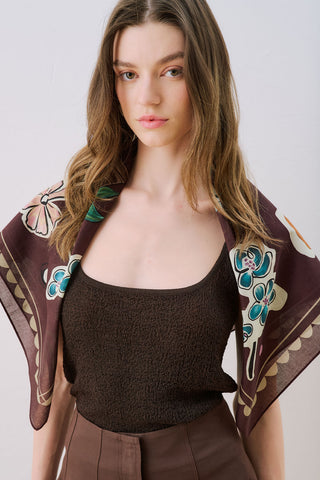 Patterned Cotton Scarf Liberty Damson