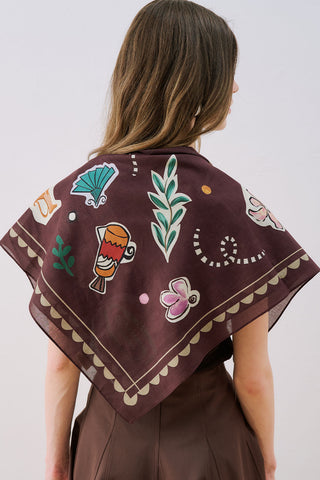 Patterned Cotton Scarf Liberty Damson