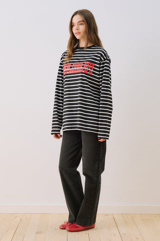 Oversized Striped T-Shirt Black