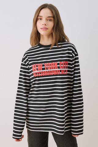 Oversized Striped T-Shirt Black