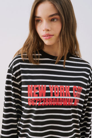 Oversized Striped T-Shirt Black