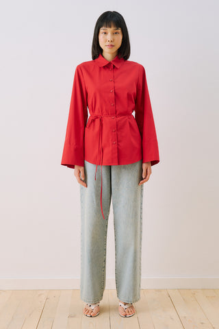 Poplin Shirt With Wide Cuffs Red