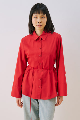 Poplin Shirt With Wide Cuffs Red
