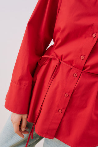 Poplin Shirt With Wide Cuffs Red