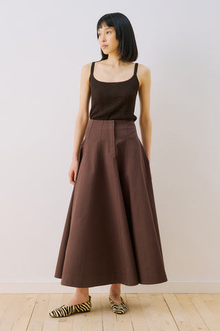 Panelled Gabardine Skirt Brown