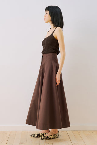 Panelled Gabardine Skirt Brown