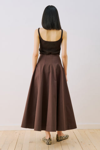Panelled Gabardine Skirt Brown
