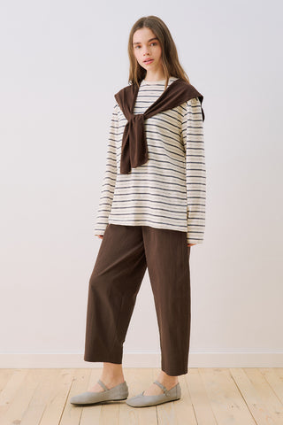 Striped T-Shirt With Scarf Detail Ecru