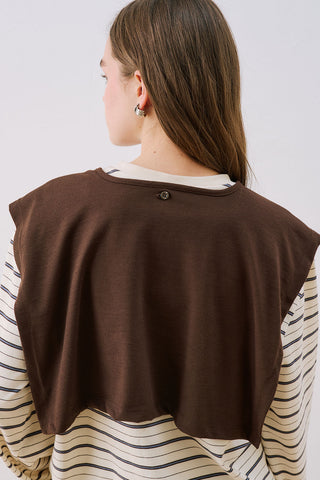 Striped T-Shirt With Scarf Detail Ecru
