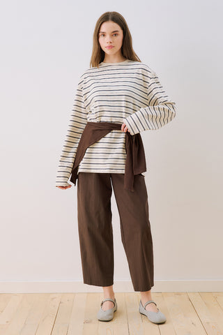 Striped T-Shirt With Scarf Detail Ecru