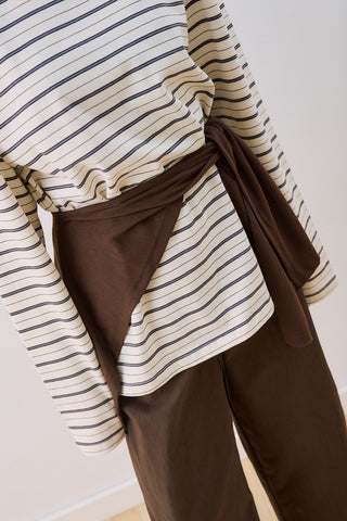 Striped T-Shirt With Scarf Detail Ecru