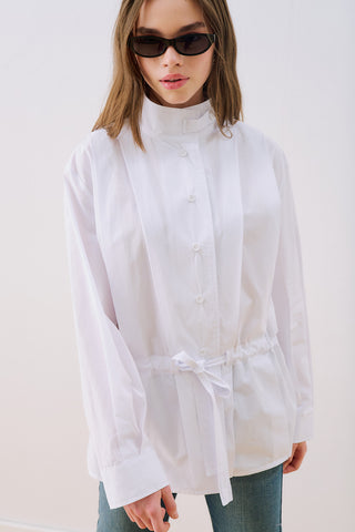 Leni Pleat Detail Shirt Ecru