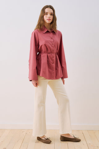 Poplin Shirt With Wide Cuffs Dusty Rose
