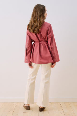 Poplin Shirt With Wide Cuffs Dusty Rose