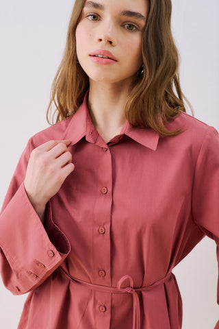 Poplin Shirt With Wide Cuffs Dusty Rose