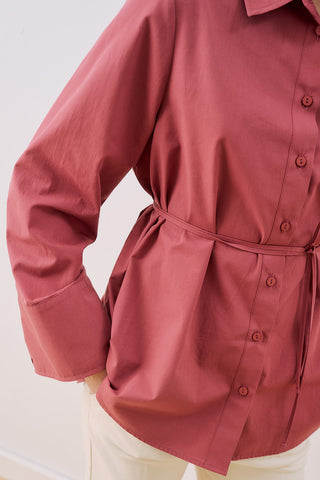 Poplin Shirt With Wide Cuffs Dusty Rose