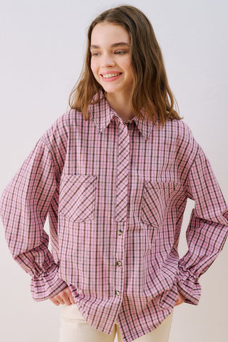 Lenny Pleat Detail Shirt Pink