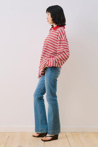 Sweatshirt With Striped Collar Detail Red