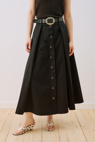 Lula Buttoned Skirt With Pleat Detail Black