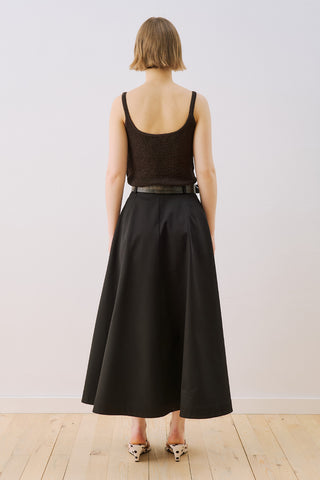 Lula Buttoned Skirt With Pleat Detail Black