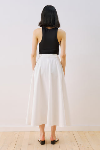 Lula Buttoned Skirt With Pleat Detail Ecru