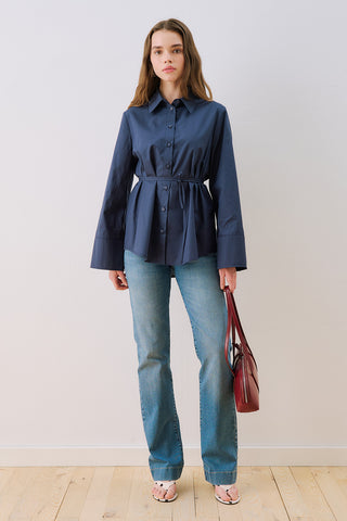 Poplin Shirt With Wide Cuffs Dark Navy