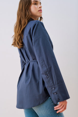 Poplin Shirt With Wide Cuffs Dark Navy