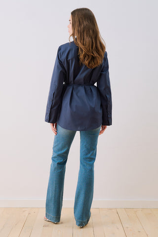 Poplin Shirt With Wide Cuffs Dark Navy