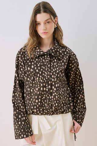 High-Neck Detail Shirt Bambi Brown