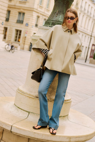 Wide Collar Cape Jacket Camel