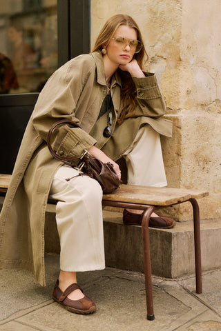 Washed Oversized Trench Coat Khaki