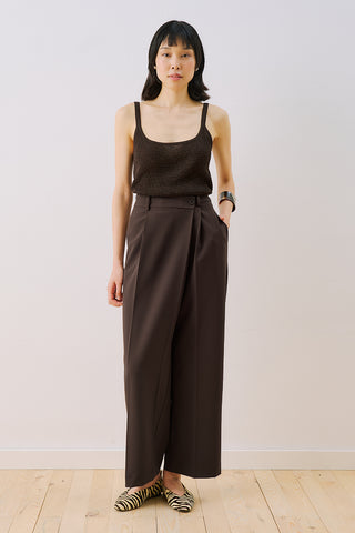 Wrap Front Fabric Trousers Brown