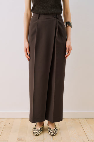 Wrap Front Fabric Trousers Brown