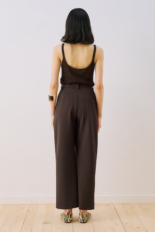 Wrap Front Fabric Trousers Brown